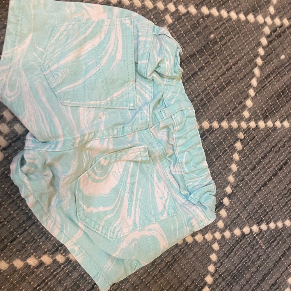 Blue and white jean shorts